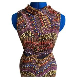 Vintage Maxi Dress Floral psychedelic mock neck Union Made